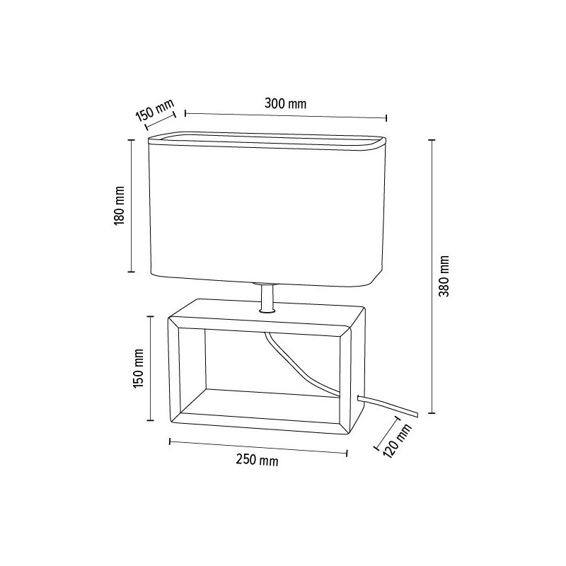 Cadre Lampa Stołowa 1xE27 Max.25W Dąb Olejowany/Czarny/Szary
