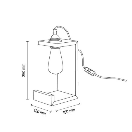 Elle Lampa Stołowa 1xE27 Max.15W Dąb Olejowany/Czarny