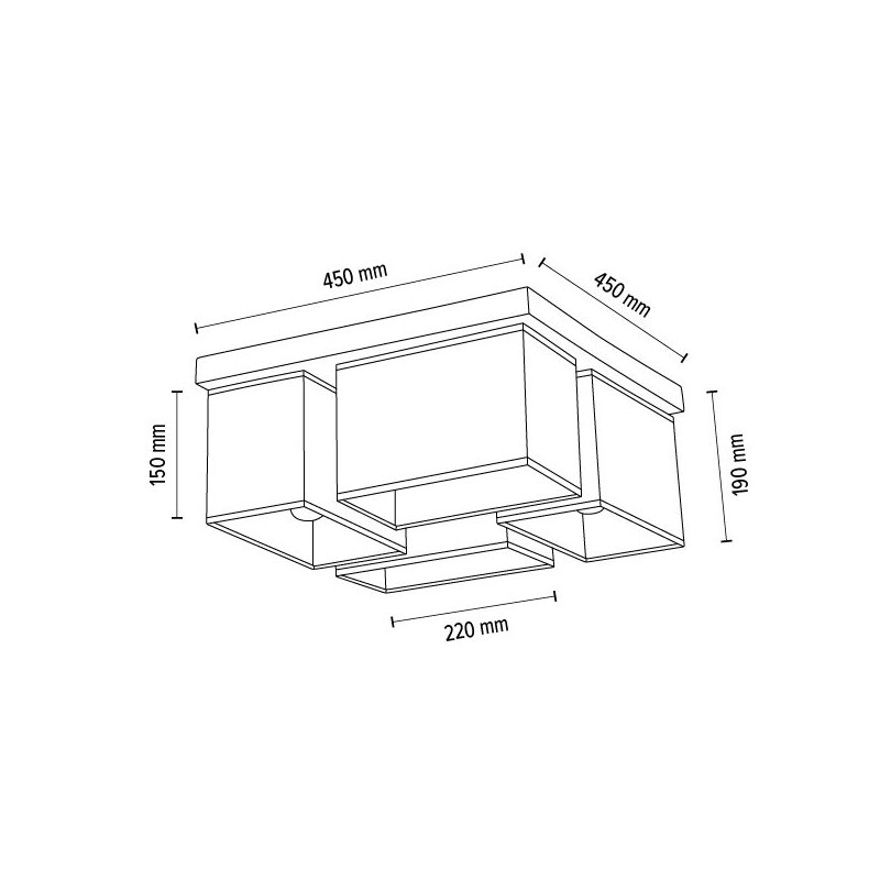 Paloma Lampa Sufitowa 4xE27 Max.25W Dąb Olejowany/Biały/Czarny