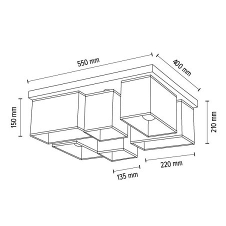 Paloma Lampa Sufitowa 6xE27 Max.25W Dąb Olejowany/Czarny