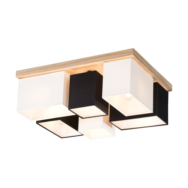 Paloma Lampa Sufitowa 6xE27 Max.25W Dąb Olejowany/Biały/Czarny