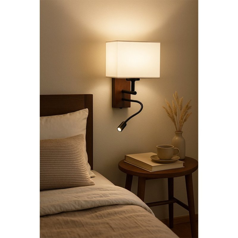 Sonar Kinkiet 1xE27 Max.25W, Incl.1xLED 2,5W Orzech/Czarny/Biały