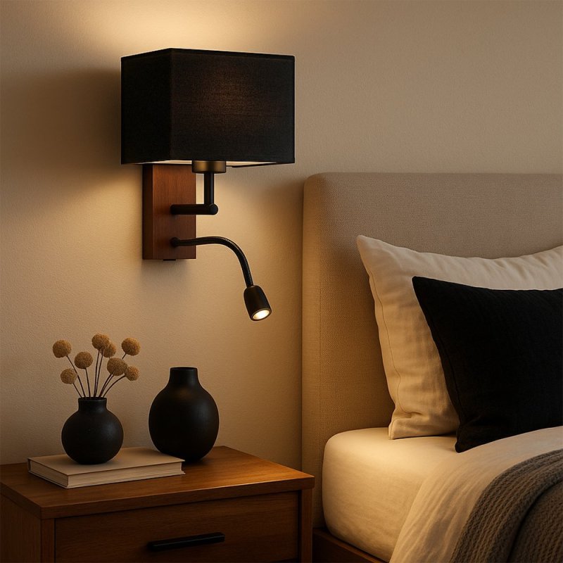 Sonar Kinkiet 1xE27 Max.25W, Incl.1xLED 2,5W Orzech/Czarny/Czarny