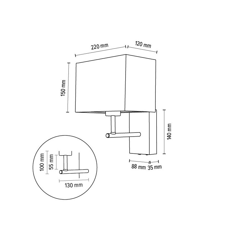 Sonar Kinkiet 1xE27 Max.25W Orzech/Czarny/Czarny
