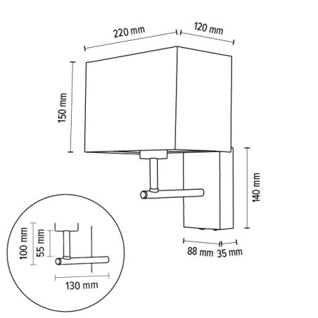 Sonar Kinkiet 1xE27 Max.25W Orzech/Czarny/Czarny