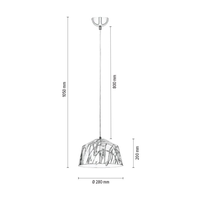 Natura Lampa wisząca 1xE27 60W Chrom/Biały/Szary