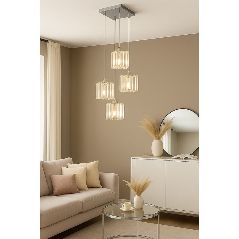 Casino Zwis 4xE27 60W Chrom/Transparentny