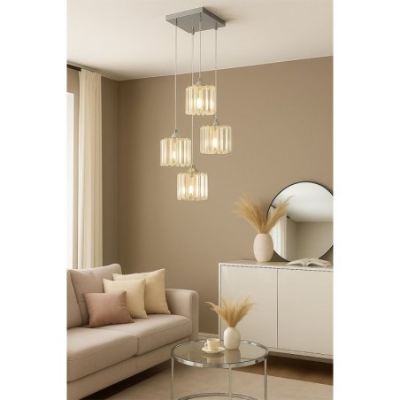 Casino Zwis 4xE27 60W Chrom/Transparentny