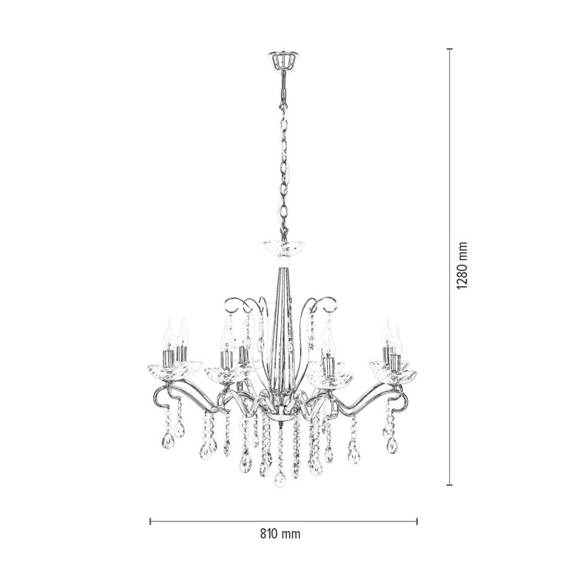 Alessa Żyrandol 8xE14 40W Chrom/Transparentny