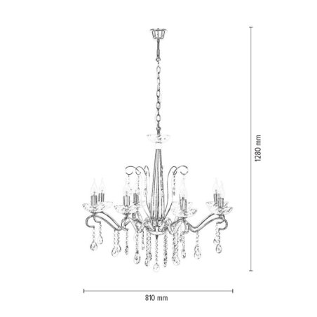 Alessa Żyrandol 8xE14 40W Chrom/Transparentny