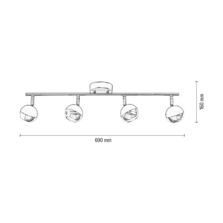 Bianca Listwa Sufitowa 4xGU10 50W Czarny/Chrom