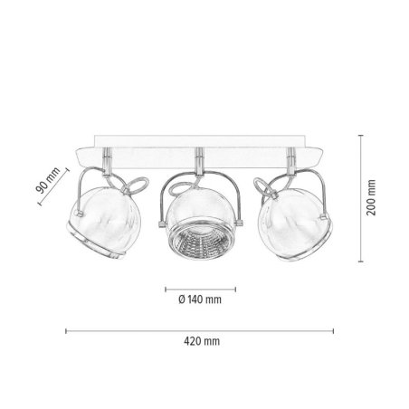 Ball Listwa Sufitowa incl. 3xGU10 LED 6W Satyna