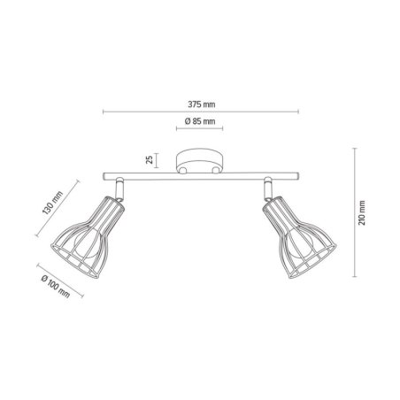 Megan Lampa Sufitowa 2xE14 Max.40W Biały
