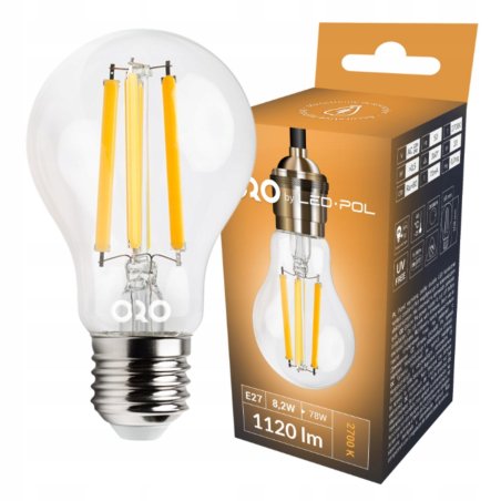 ŻARÓWKA LED E27 CLARO 8,2W 1120LM CIEPŁE ŚWIATŁO