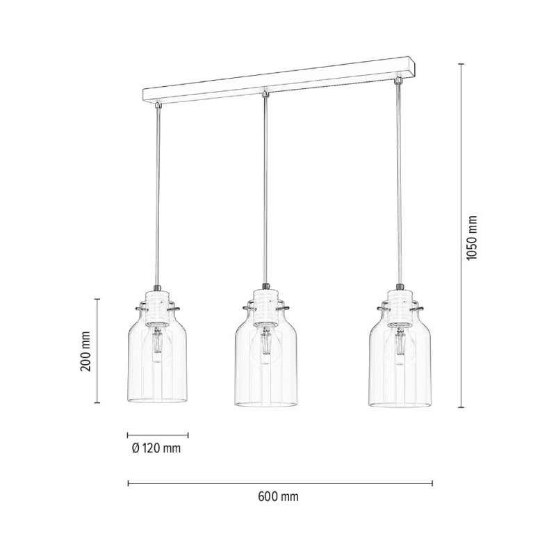 Alessandro Lampa Wisząca 3xE27 60W Biały/Transparentny