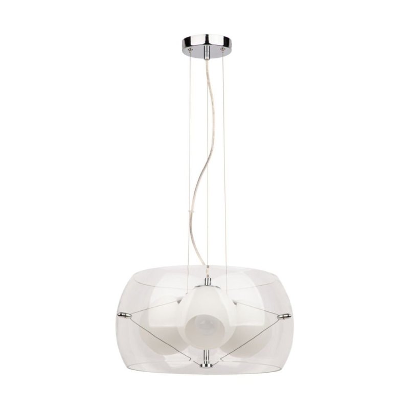 Lola Lampa Wisząca 3xE27 Max.40W Chrom/Transparentny/Biały/Transparentny
