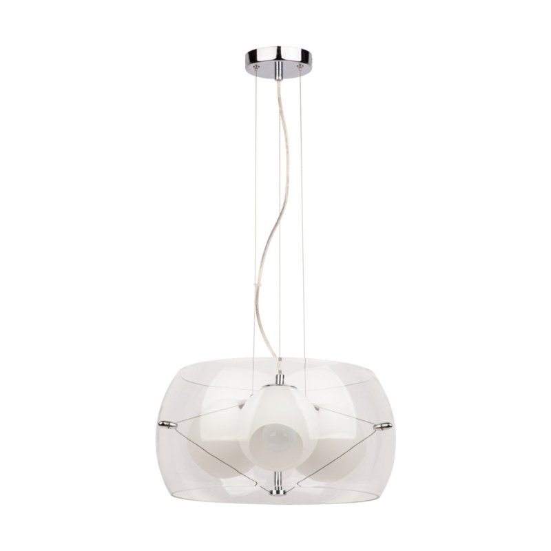 Lola Lampa Wisząca 3xE27 Max.40W Chrom/Transparentny/Biały/Transparentny