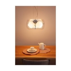 Lola Lampa Wisząca 3xE27 Max.40W Chrom/Transparentny/Biały/Transparentny