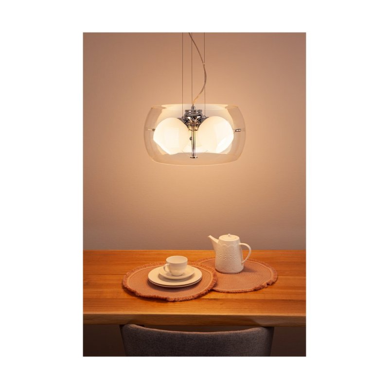 Lola Lampa Wisząca 3xE27 Max.40W Chrom/Transparentny/Biały/Transparentny