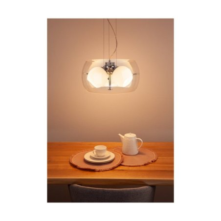 Lola Lampa Wisząca 3xE27 Max.40W Chrom/Transparentny/Biały/Transparentny