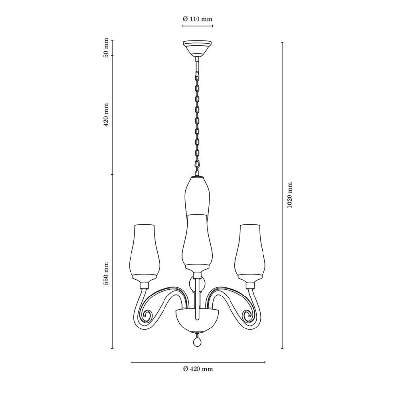 Lutecja Żyrandol 3xE14 Max.40W Biały/Transparentny/Chrom