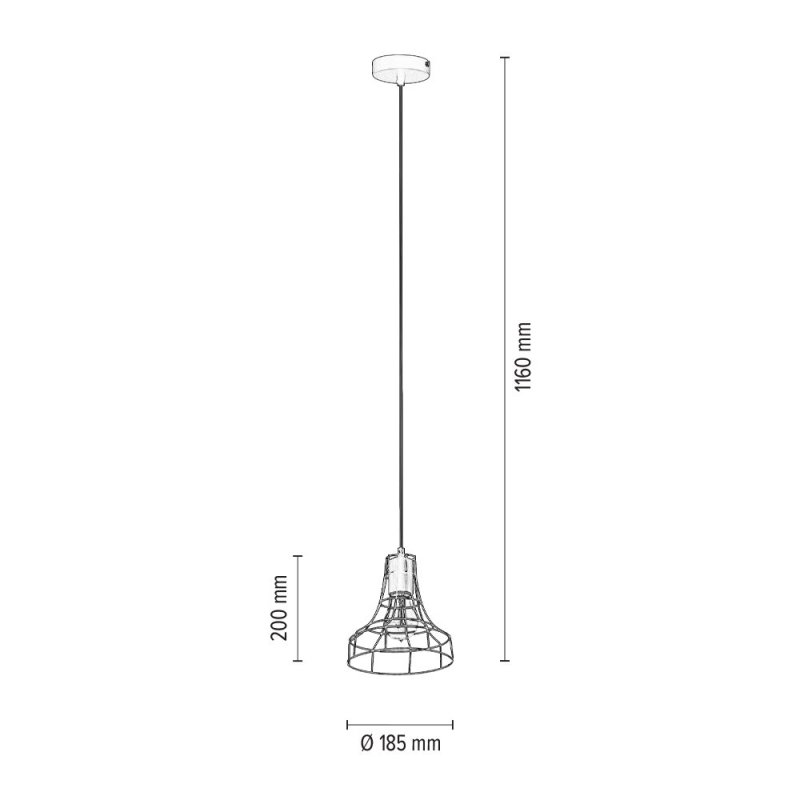 Outline Lampa Wisząca 1xE27 Max.60W Czarny/Czarny/Czarny