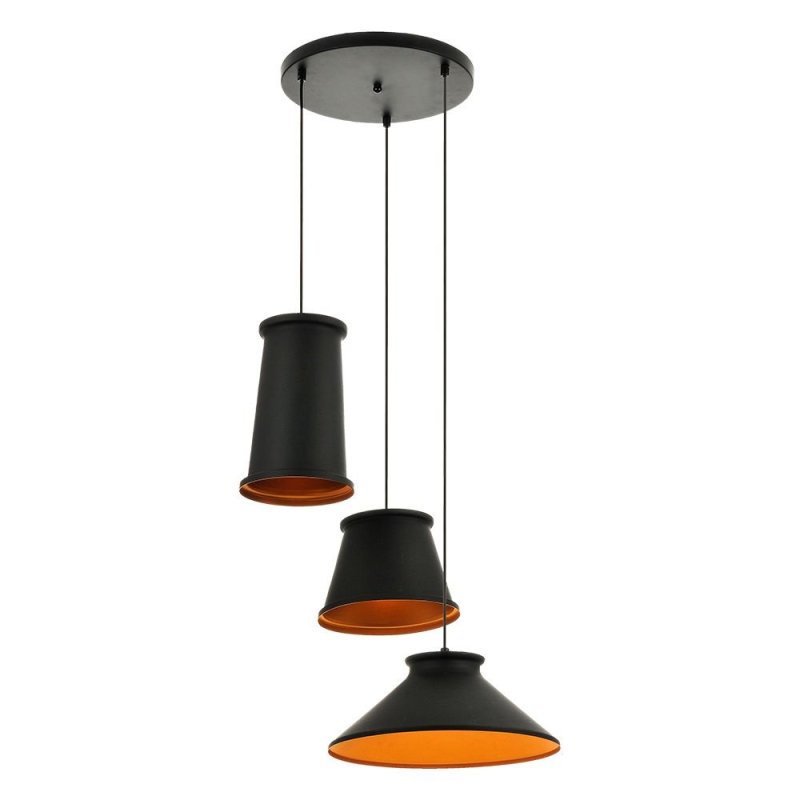 Erynie Lampa Wisząca 3xE27 60W Czarny/Złoty