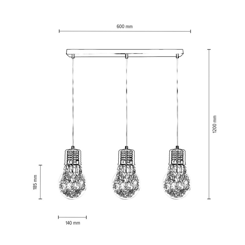 Bulb Lampa wisząca 3XE27 60W Miedź