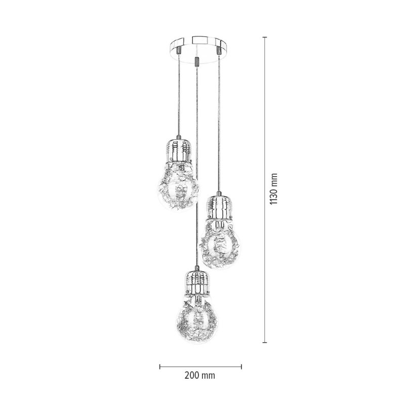 Bulb Lampa wisząca 3XE27 60W Miedź