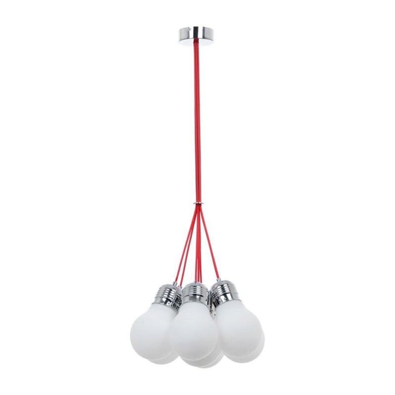 Bulb Lampa Wisząca 7xE27 60W Chrom/Biały/Czerwony