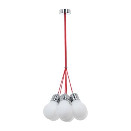 Bulb Lampa Wisząca 7xE27 60W Chrom/Biały/Czerwony
