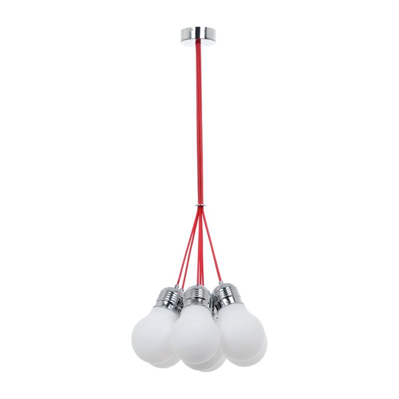 Bulb Lampa Wisząca 7xE27 60W Chrom/Biały/Czerwony