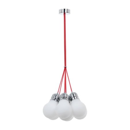 Bulb Lampa Wisząca 7xE27 60W Chrom/Biały/Czerwony
