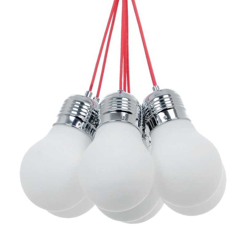 Bulb Lampa Wisząca 7xE27 60W Chrom/Biały/Czerwony
