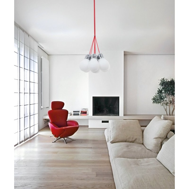 Bulb Lampa Wisząca 7xE27 60W Chrom/Biały/Czerwony