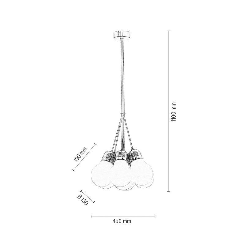 Bulb Lampa Wisząca 7xE27 60W Chrom/Biały/Czerwony