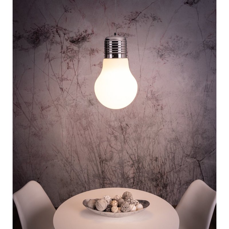 Bulb Lampa Wisząca 1xE27 Max.60W Chrom/Transparentny/Biały