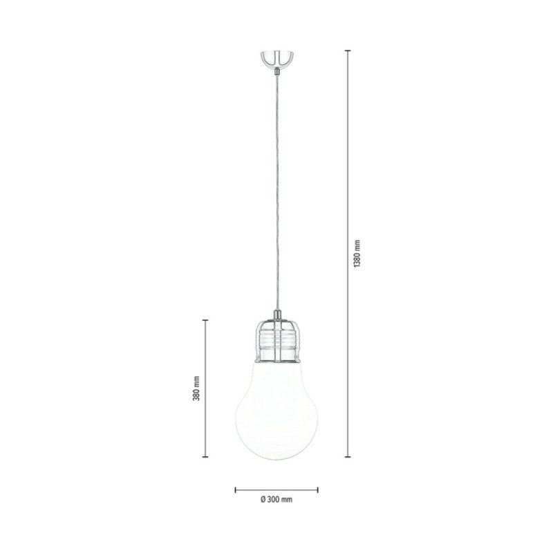 Bulb Lampa Wisząca 1xE27 Max.60W Chrom/Transparentny/Biały