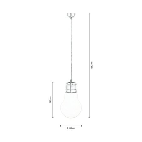 Bulb Lampa Wisząca 1xE27 Max.60W Chrom/Transparentny/Biały