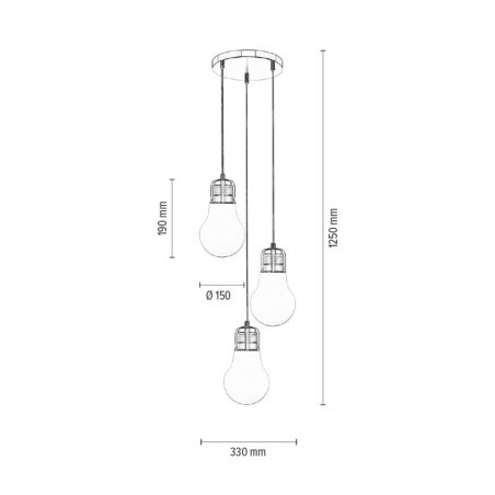 Bulb Zwis 3xE27 60W Chrom/Biały