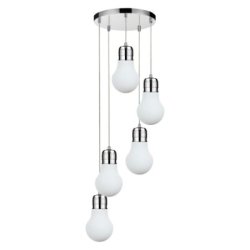 Bulb Lampa Wisząca 5xE27 Max.60W Chrom/Transparentny/Biały