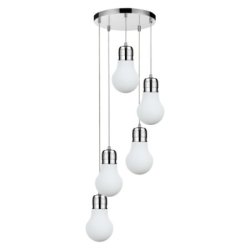 Bulb Lampa Wisząca 5xE27 Max.60W Chrom/Transparentny/Biały