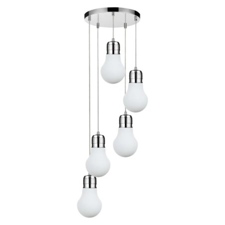 Bulb Lampa Wisząca 5xE27 Max.60W Chrom/Transparentny/Biały