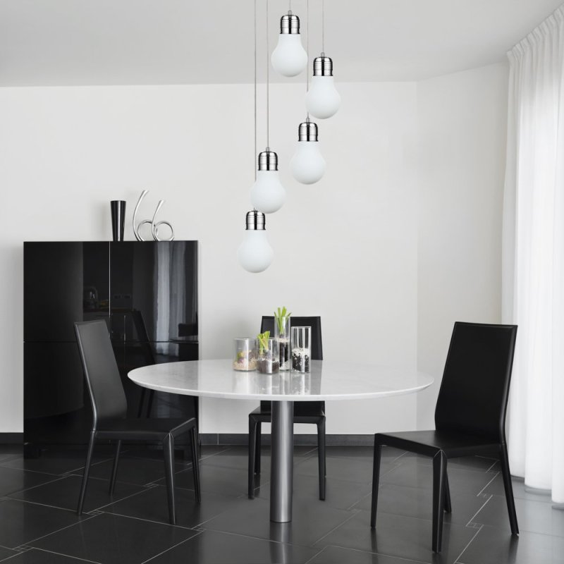 Bulb Lampa Wisząca 5xE27 Max.60W Chrom/Transparentny/Biały