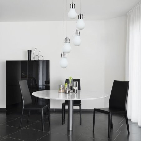 Bulb Lampa Wisząca 5xE27 Max.60W Chrom/Transparentny/Biały