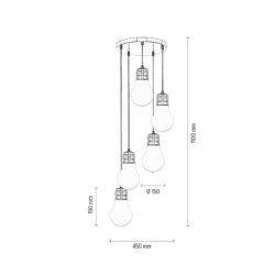 Bulb Lampa Wisząca 5xE27 Max.60W Chrom/Transparentny/Biały