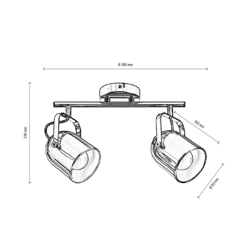 Inga Lampa Sufitowa 2xE27 Max.60W Chrom