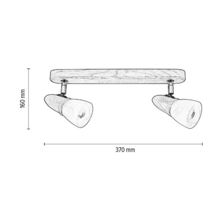 Julietta Lampa Sufitowa 2xE14 Max.40W Dąb Bielony/Chrom/Biały