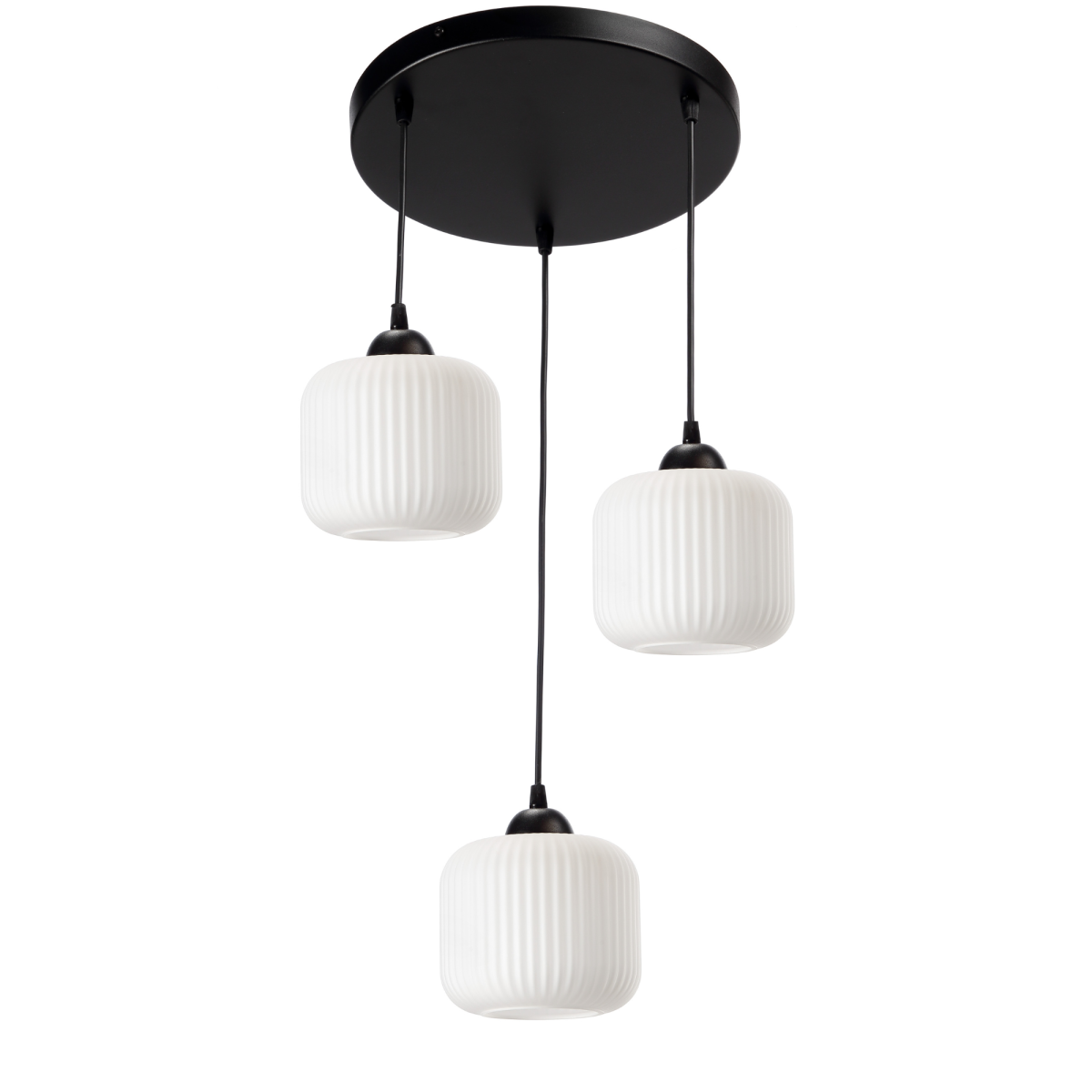 NOWOCZESNA LAMPA WISZĄCA SZKLANA PRĄŻKI E27 GRAFIT CHROM BURSZTYN BIAŁY KLOSZ BECZKA