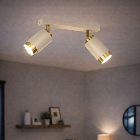 LAMPA SUFITOWA BEŻOWA PLAFON KOŁO TUBY ZŁOTY GU10 LED SPOT BEVEL